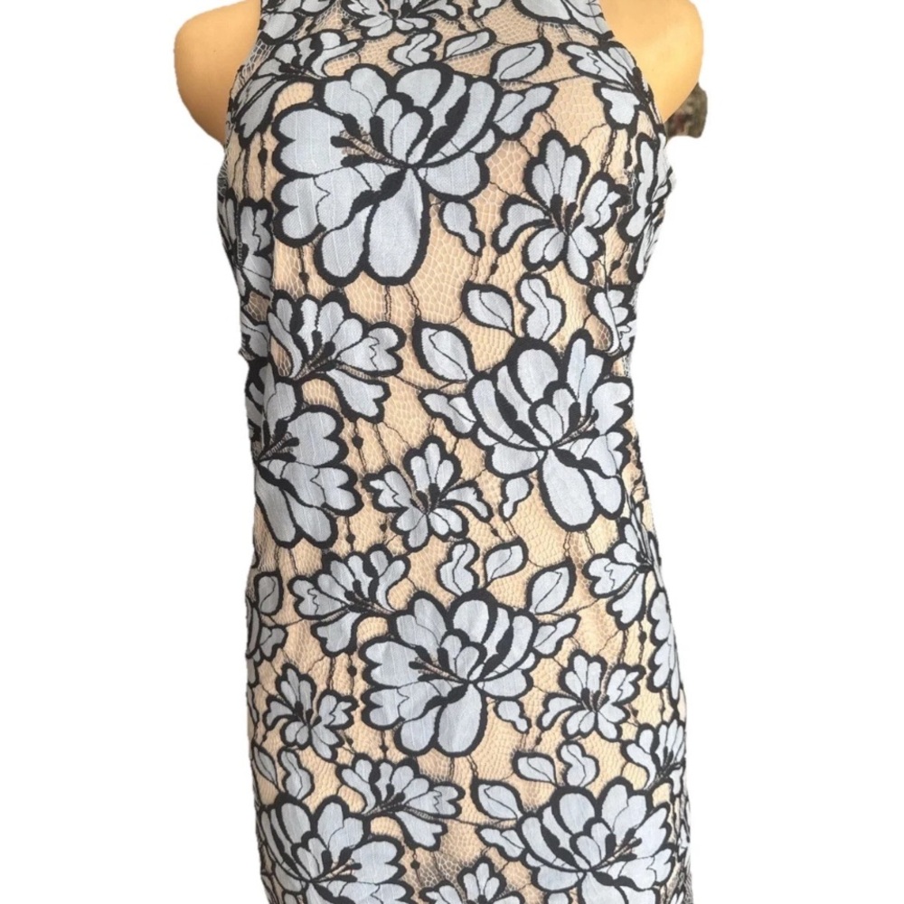 Tracy Reese Black and‎ Cream Floral Mini Dress